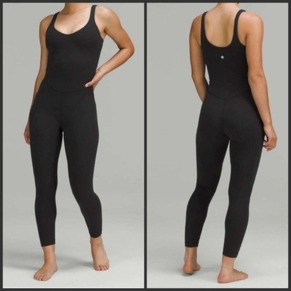 Lululemon Align Black Bodysuit 28" Size 6 One Piece Shelf Bra Nulu Yoga NWOT